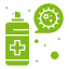 Green icon of a baby bottle next to a speech bubble containing a cookie, with a few cookie crumbs around it—perfect for illustrating the importance of Floor Care Services in family spaces.