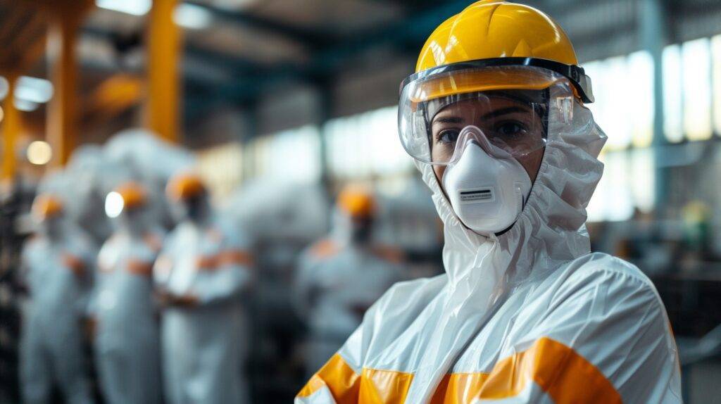 An industry worker wearing a PPE Kit