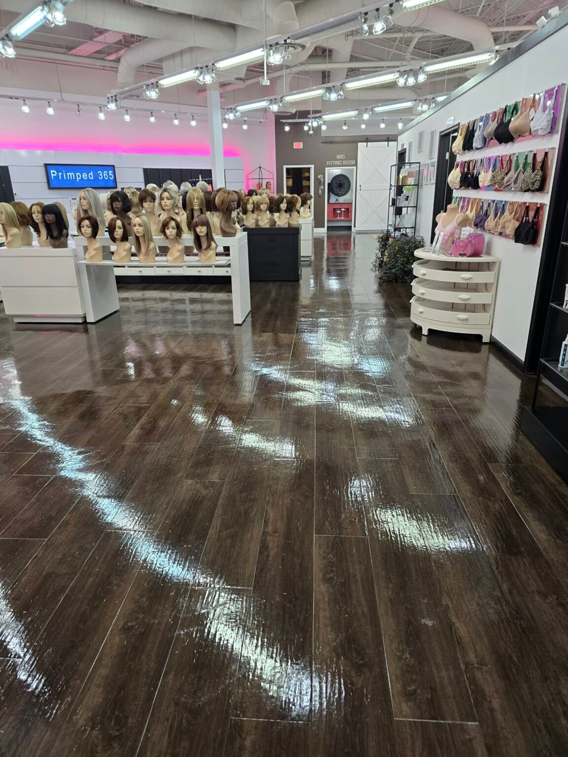 Professional commercial floor cleaning service in a retail space